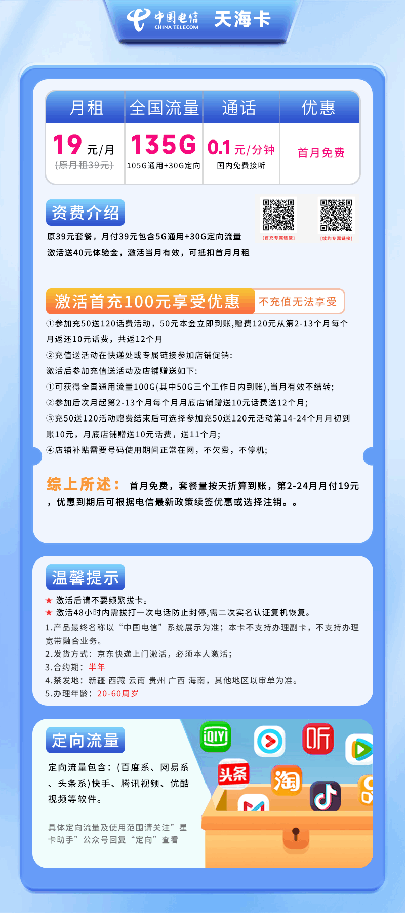 365套餐网，电信天海卡资费套餐介绍