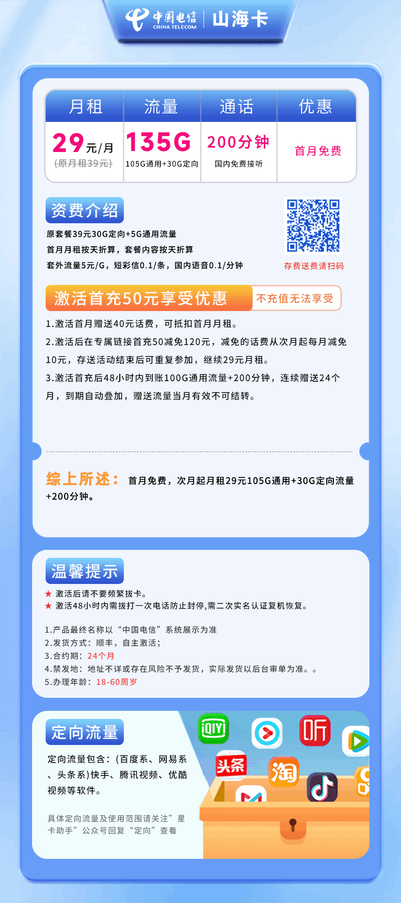 365套餐网，电信山海卡资费套餐介绍