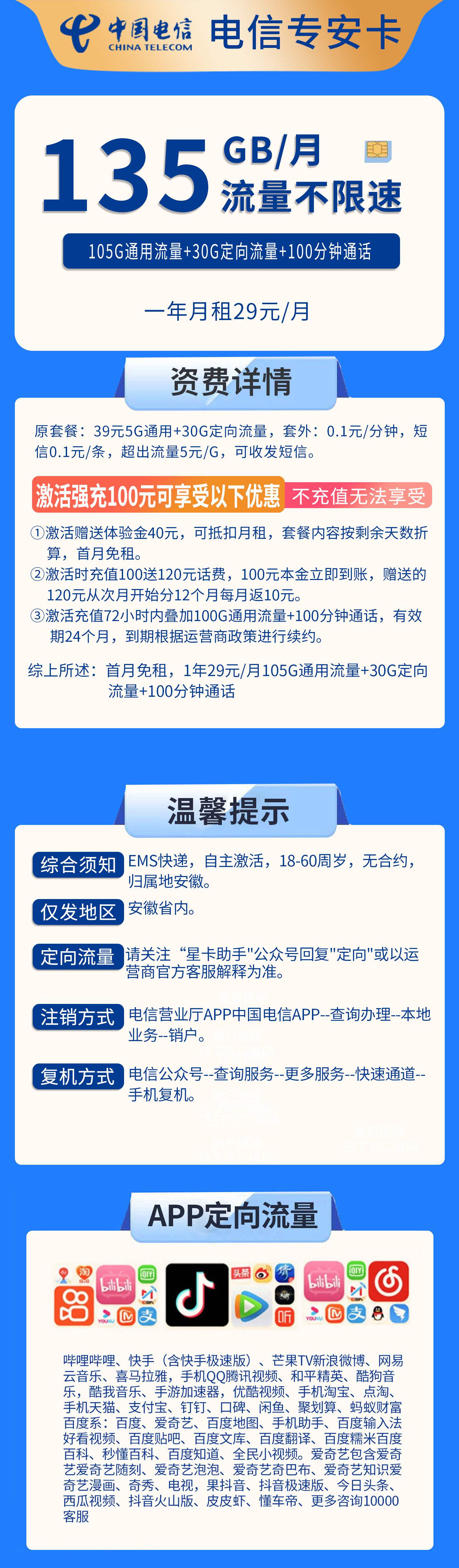 365套餐网，电信专安卡资费套餐介绍