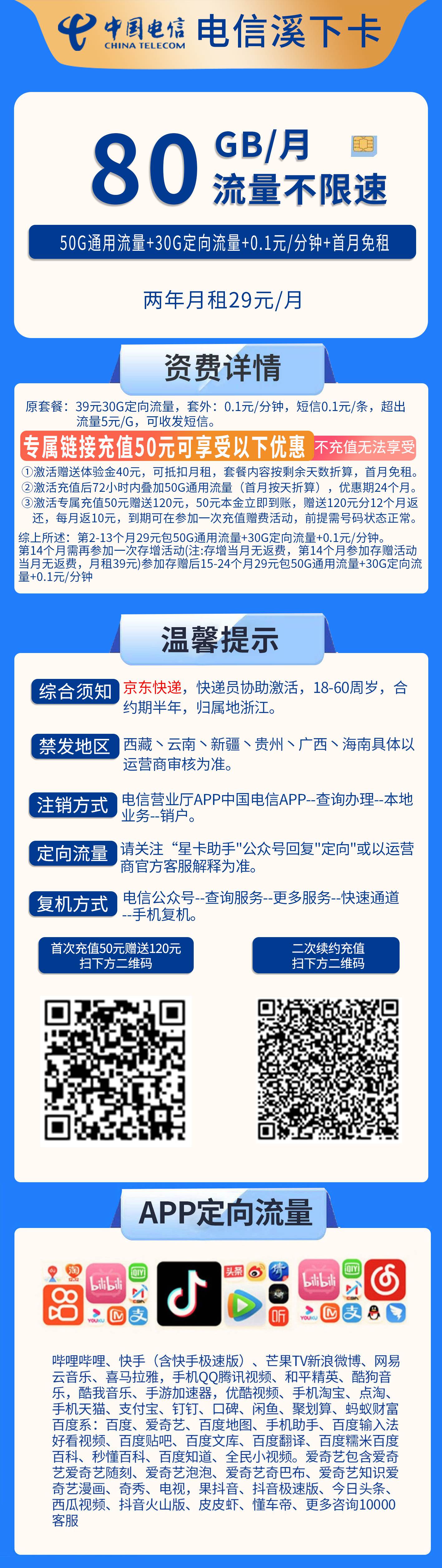 365套餐网，电信溪下卡资费套餐介绍