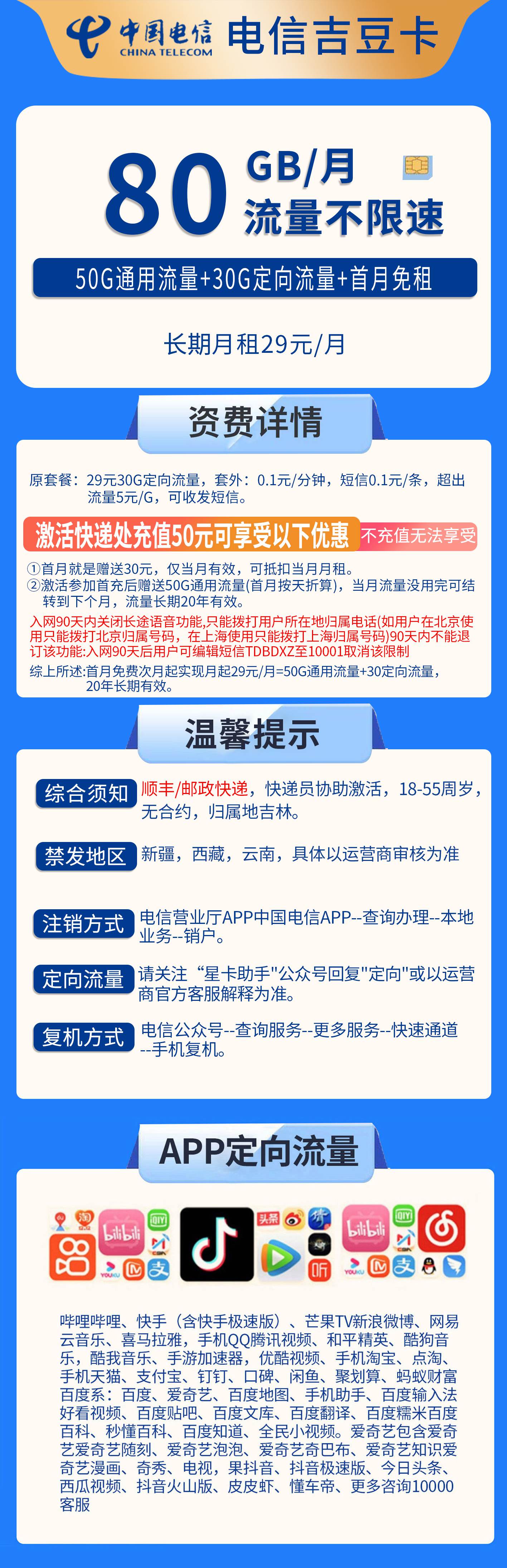 365套餐网，电信吉豆卡资费套餐介绍