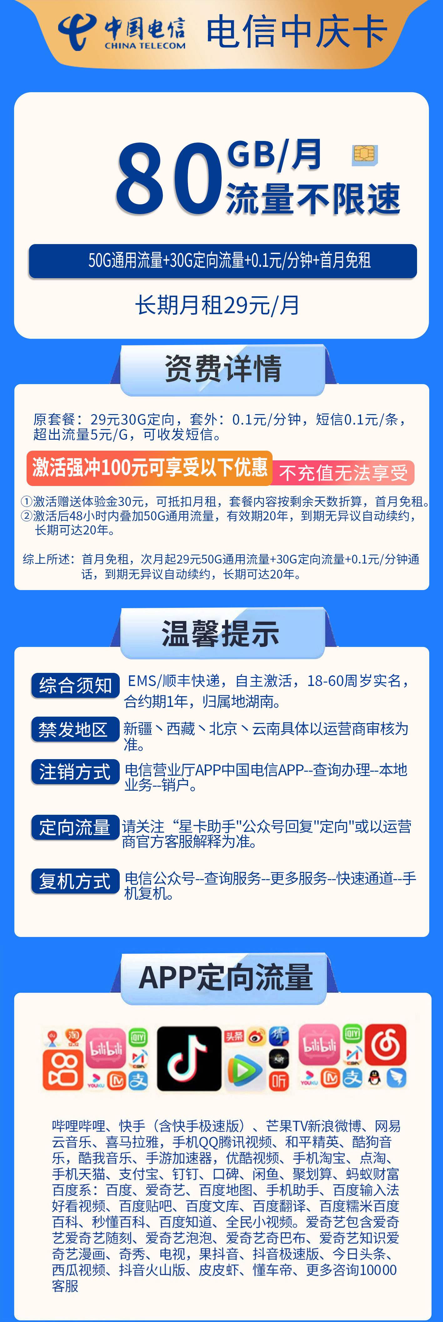 365套餐网，电信中庆卡资费套餐介绍